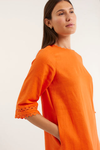 Claire Linen Dress in Tangelo