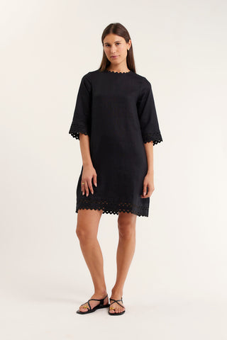 Claire Linen Dress in Black