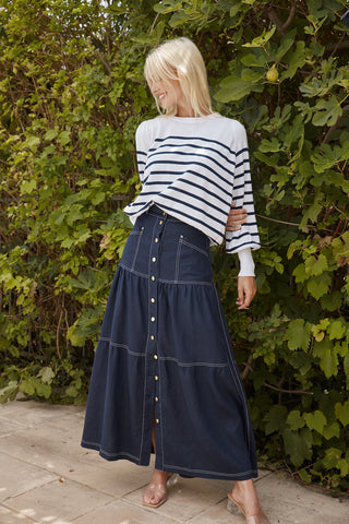 Eloise Cotton Knit Sweater in Ink