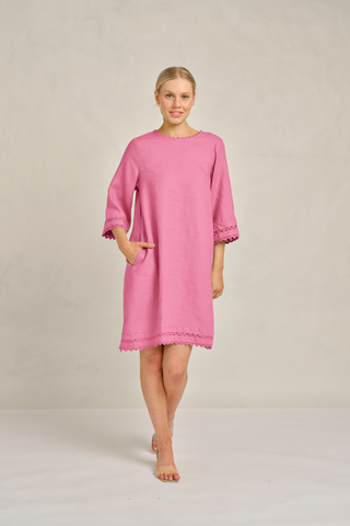 Claire Linen Dress in Lolly