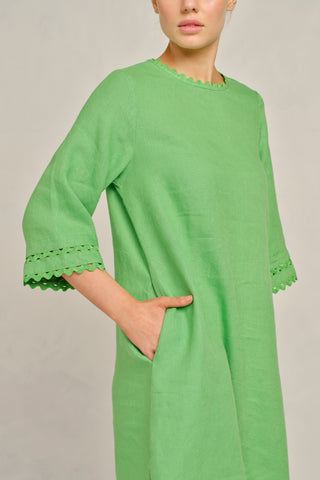 Claire Linen Dress in Clover