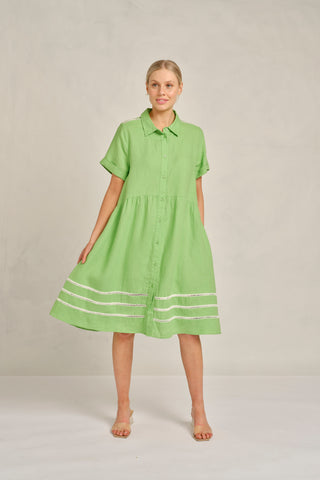 Maxine Linen Dress In Apple