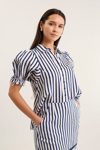 Tessa Breton Shirt  In Navy/White