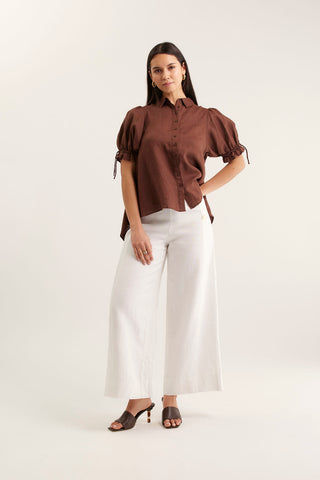 Tessa Linen Shirt In Choc