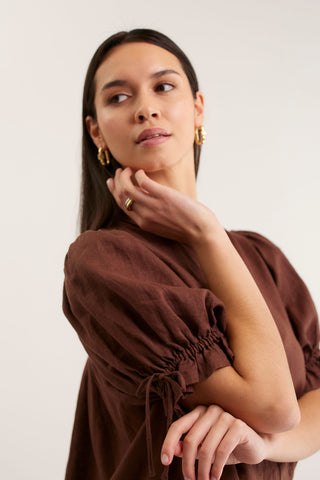 Tessa Linen Shirt In Choc