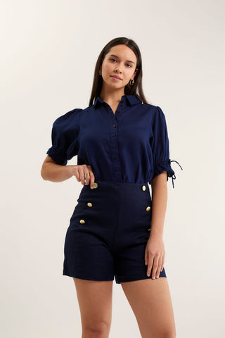 Atlas Linen Short In Navy