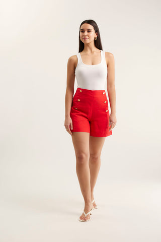 Atlas Linen Short In Red