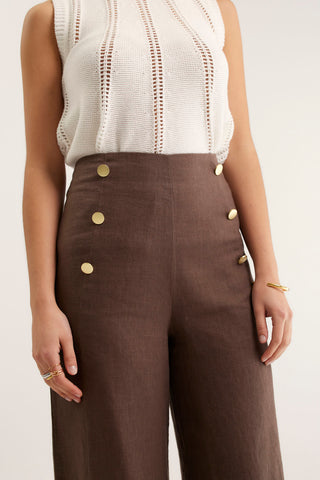 Atlas Linen Pant  In Choc