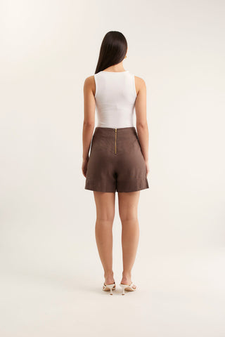 Atlas Linen Short In Choc