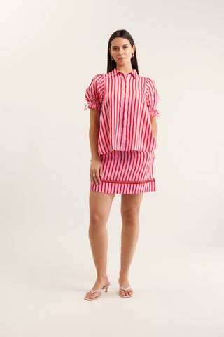 Tessa Breton Shirt  In Pink/Red