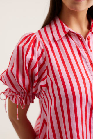 Tessa Breton Shirt  In Pink/Red