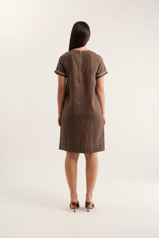 Chiara Linen Dress In Choc