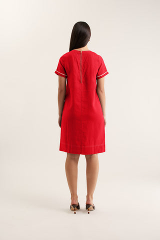 Chiara Linen Dress In Red