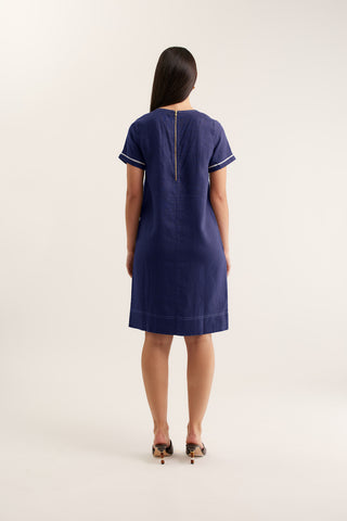 Chiara Linen Dress In Navy