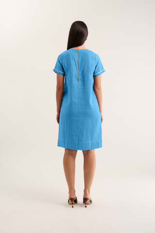 Chiara Linen Dress In Cornflower