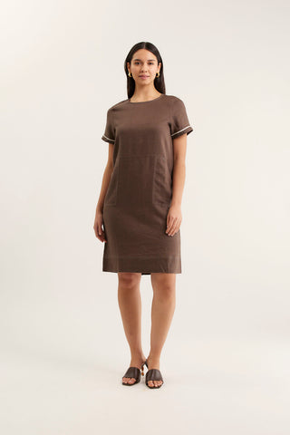 Chiara Linen Dress In Choc