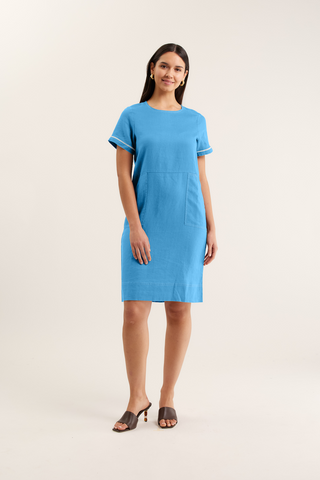 Chiara Linen Dress In Cornflower
