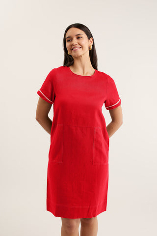 Chiara Linen Dress In Red