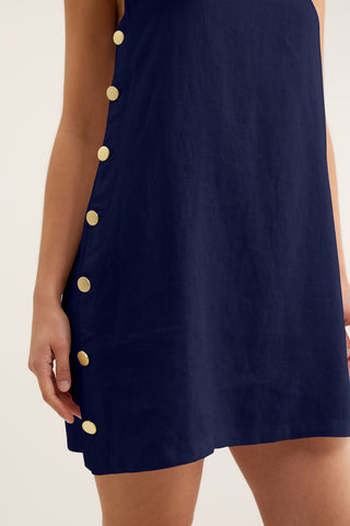 Lola Linen Dress In Navy