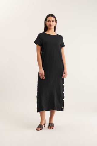 Louie Linen Dress In Black