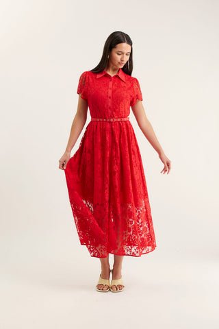 Heidi Lace Dress In Red