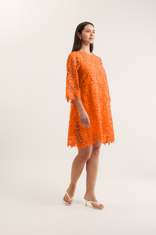 Claire Lace Dress In Tangerine