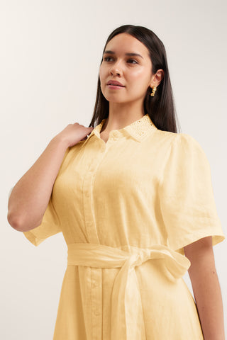 Emma Linen Dress In Lemon