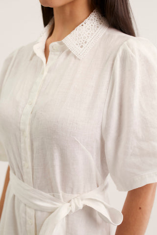 Emma Linen Dress In White