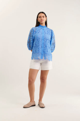 Lume Lace Shirt  In Cornflower