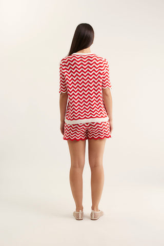 Rae Top In Red/White