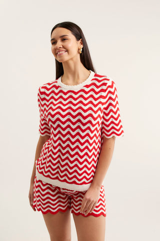 Rae Top In Red/White