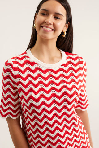 Rae Top In Red/White