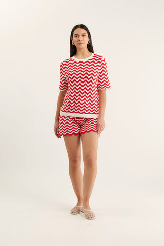 Rae Top In Red/White