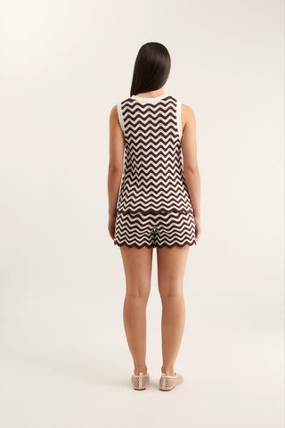 Pearle Top In Choc/Ivory
