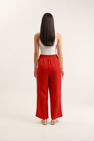 Tilly Linen Pant  In Red