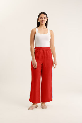 Tilly Linen Pant  In Red