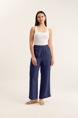 Tilly Linen Pant  In Navy