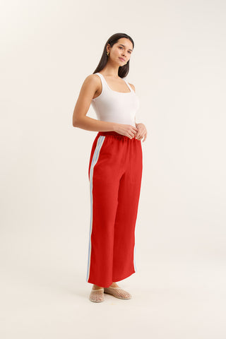 Tilly Linen Pant  In Red