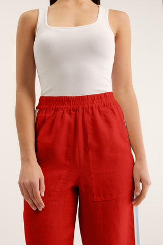 Tilly Linen Pant  In Red