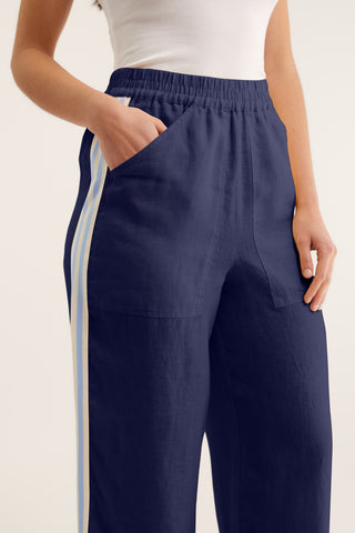 Tilly Linen Pant  In Navy