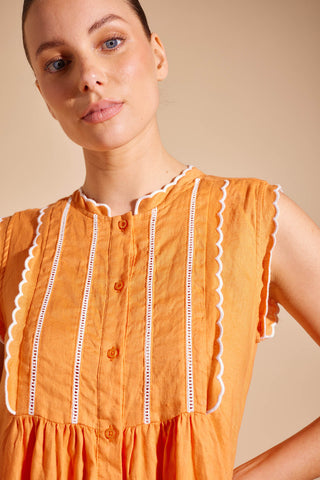 Amelie Linen Dress in Marigold