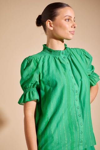 Verona Stripe Voile Shirt in Green