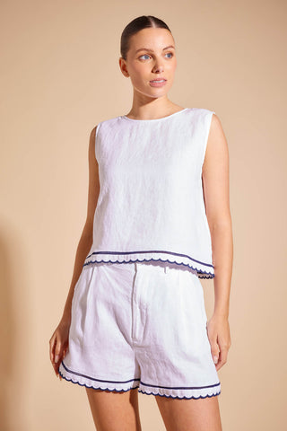 Odette Linen Short in White