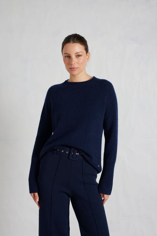 Fifi Crew Cashmere Sweater in Midnight Navy