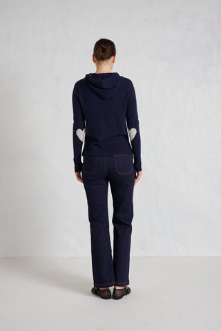 Amber Cashmere Hoodie in Mariner
