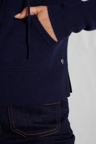 Amber Cashmere Hoodie in Mariner