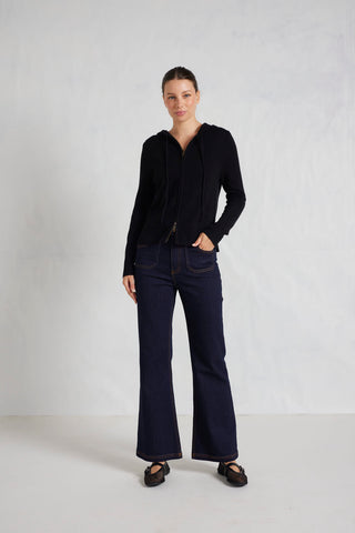 Alessandra Knitwear Amber Cashmere Hoodie in Mariner
