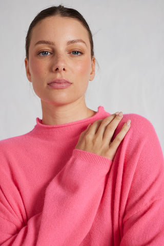 Monet Cashmere Sweater in Electric Pink