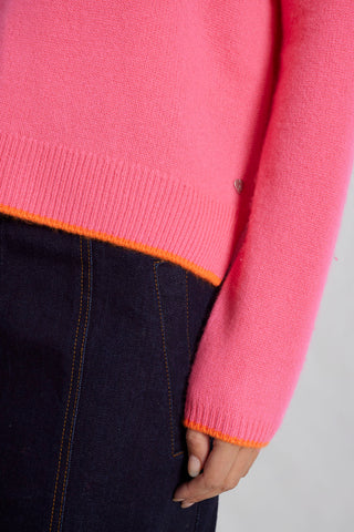 Chantal Cashmere Polo in Electric Pink