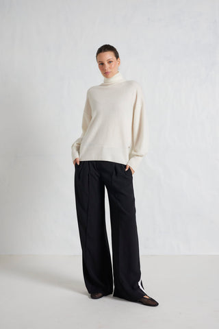 Alessandra Knitwear Opera Cashmere Polo Sweater in Cloud Dancer